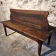 Antique French oak station bench – double-sided, 19th century (140 x 61 x 86 cm)