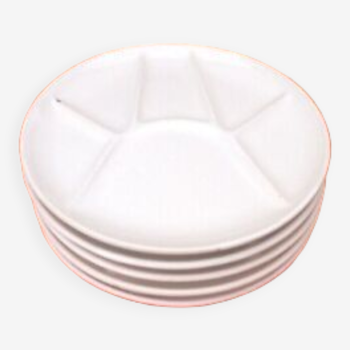 5 fondue plates White ceramic