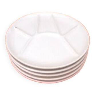 5 fondue plates White ceramic