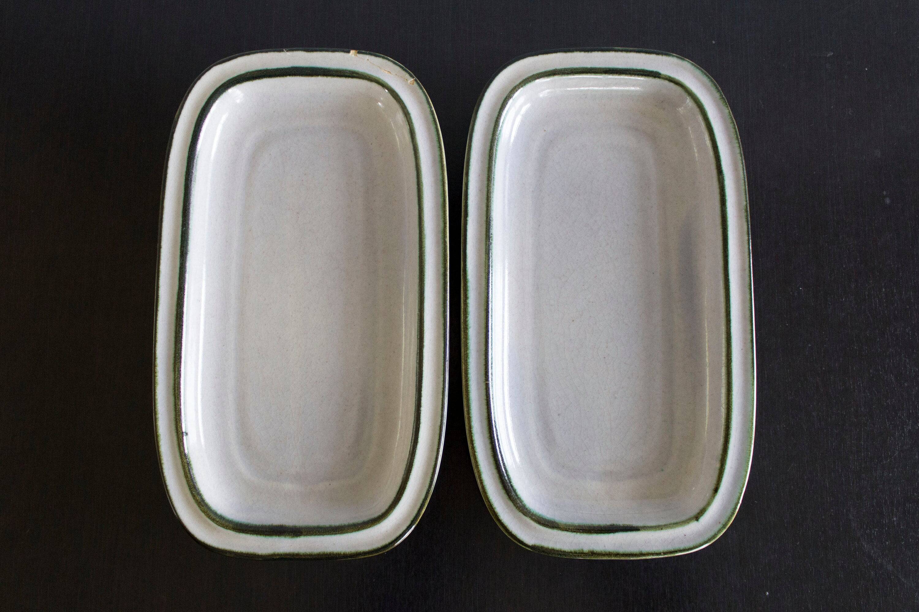 2x Meat Dish Mid Century Stoneware, Dishes, Rectangular plates, Ceramic Sca