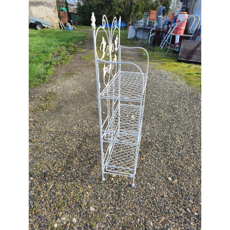 White folding wrought iron shelf