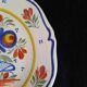 Old flat plate faience henriot quimper basket of flowers decor
