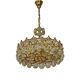 1970s Palwa Chandelier, gold plate and faceted crystals