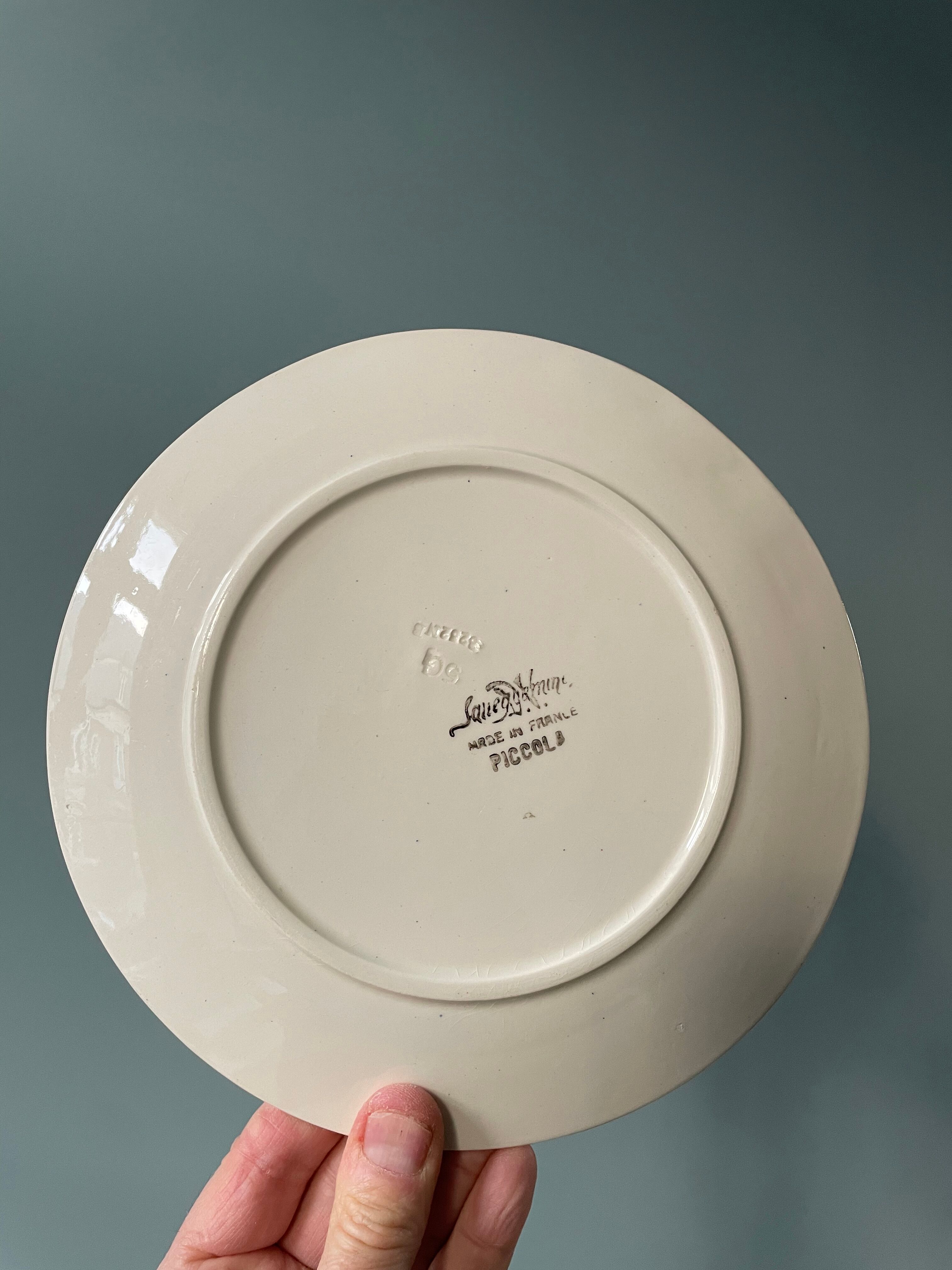 Set of 7 dessert plates Digoin Sarreguemines, "Piccola"
