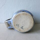 Pitcher in blue enamelled stoneware signed workshop Palegre, 70 years