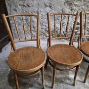 Set of 6 Fischel bentwood bistro chairs, Czechoslovakia, circa 1930–1950.