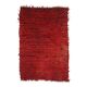 Vintage Turkish Hand-Knotted Wool Cotton Red Kilim Area Rug 94x144