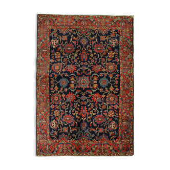 Blue Wool Persian Carpet Handwoven Wool Farahan Area Rug- 138x198cm