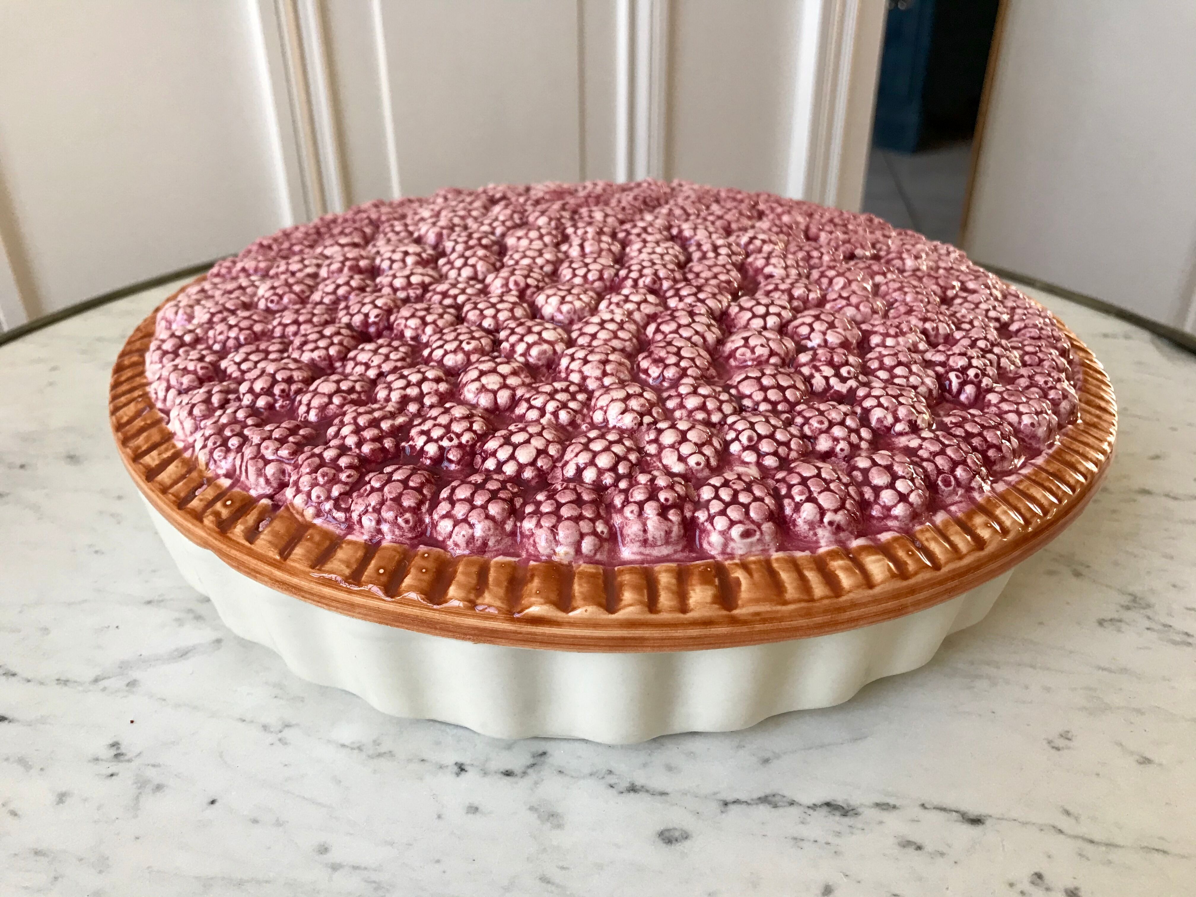 Vintage raspberry slurry pie dish 50s