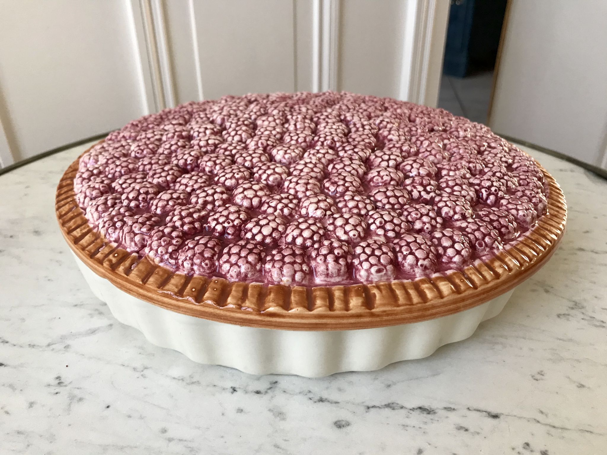 Vintage raspberry slurry pie dish 50s
