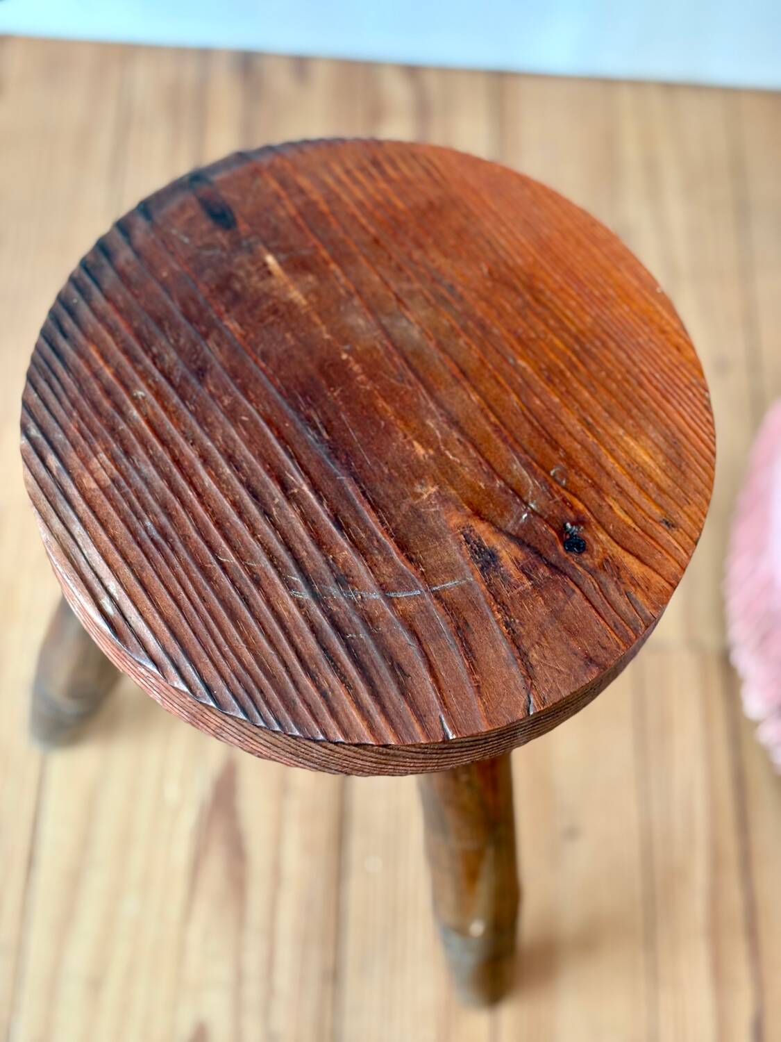 Vintage wooden tripod stool