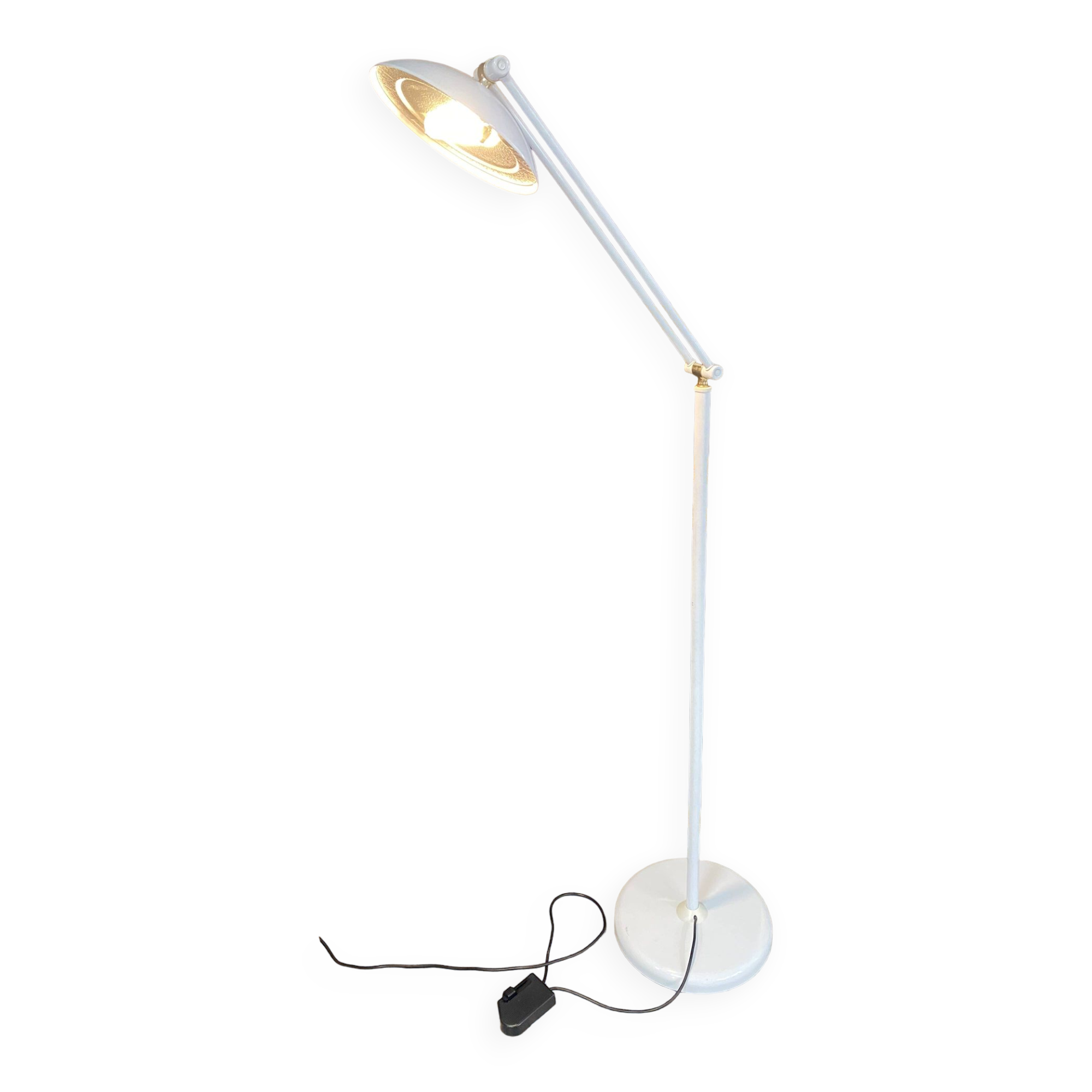 Ilmo vintage white lacquered metal halogen floor lamp, Italy, 1970s