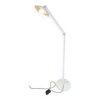 Ilmo vintage white lacquered metal halogen floor lamp, Italy, 1970s