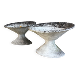 Pair of diabolo planters in fiber cement - vintage 1950