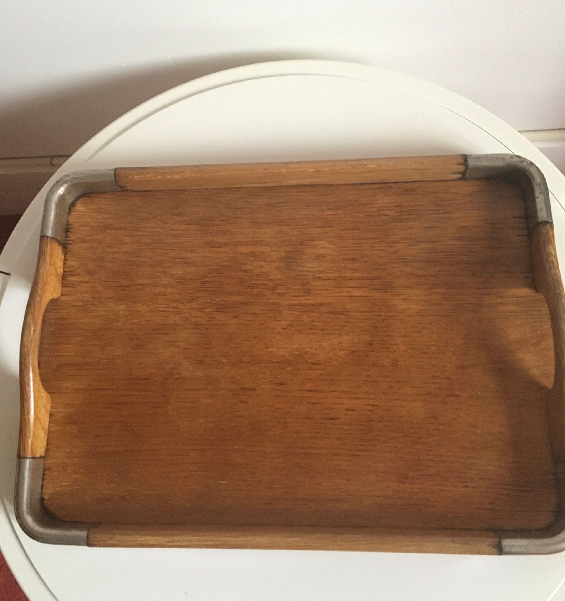 Wooden and metal tray 50s