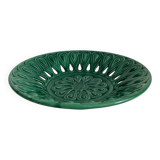 Vintage openwork green ceramic fruit bowl