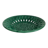 Vintage openwork green ceramic fruit bowl