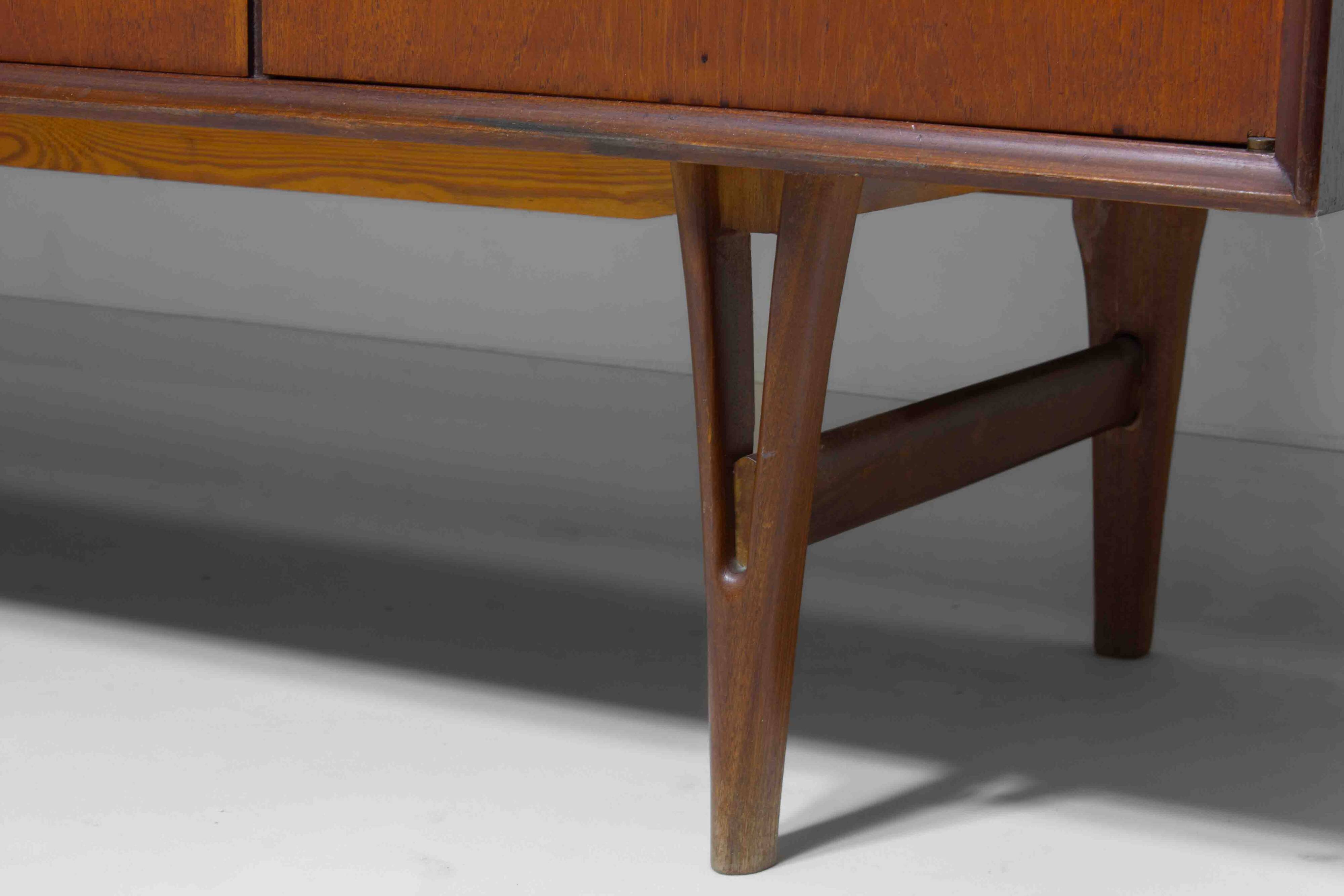 Minimalist sideboard in warm teak by Van Pelt, Belgium 1960s