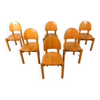 Rainer Daumiller pine wood dining chairs for Hirtshals Savvaerk set of 6, 1980s