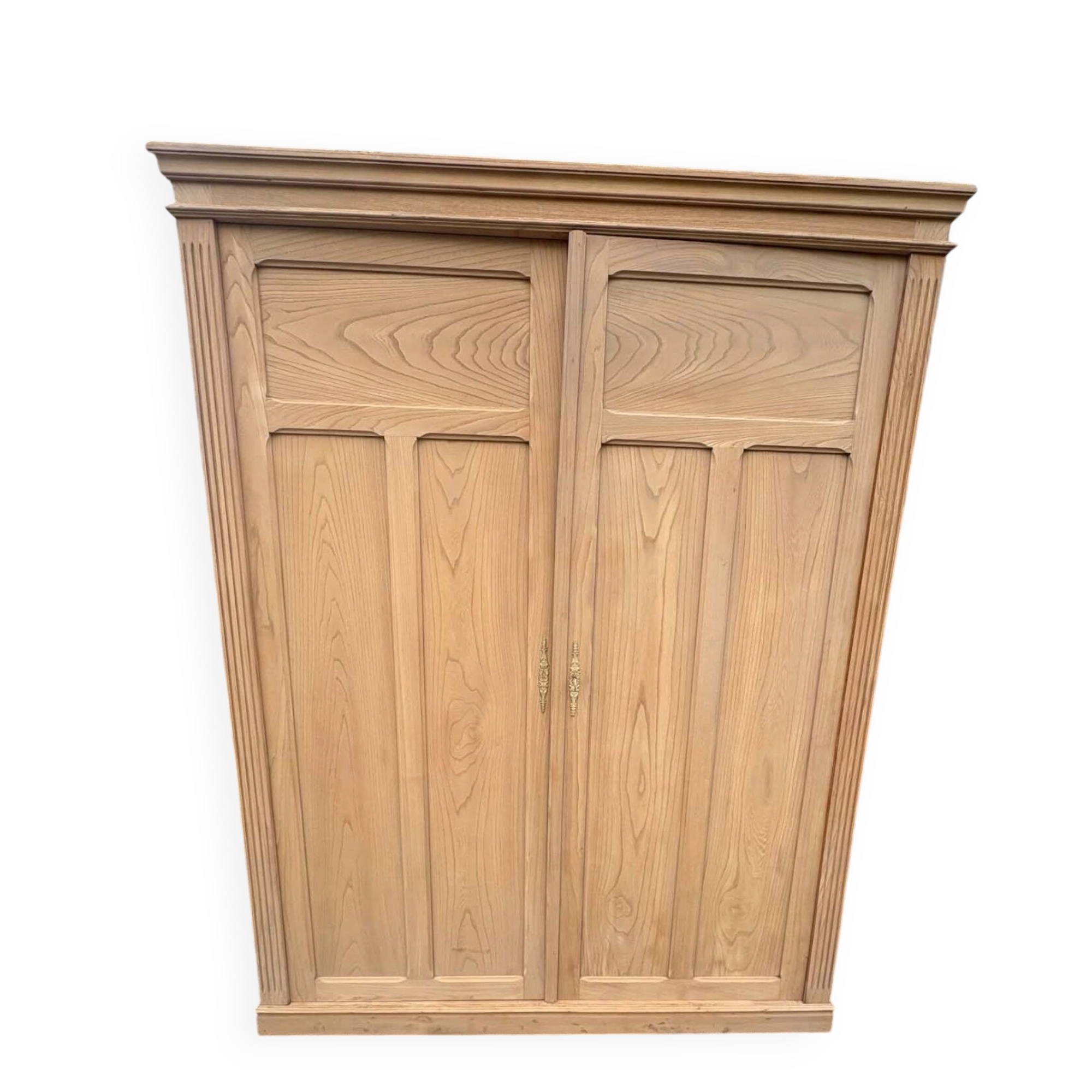 Large antique wardrobe in raw wood