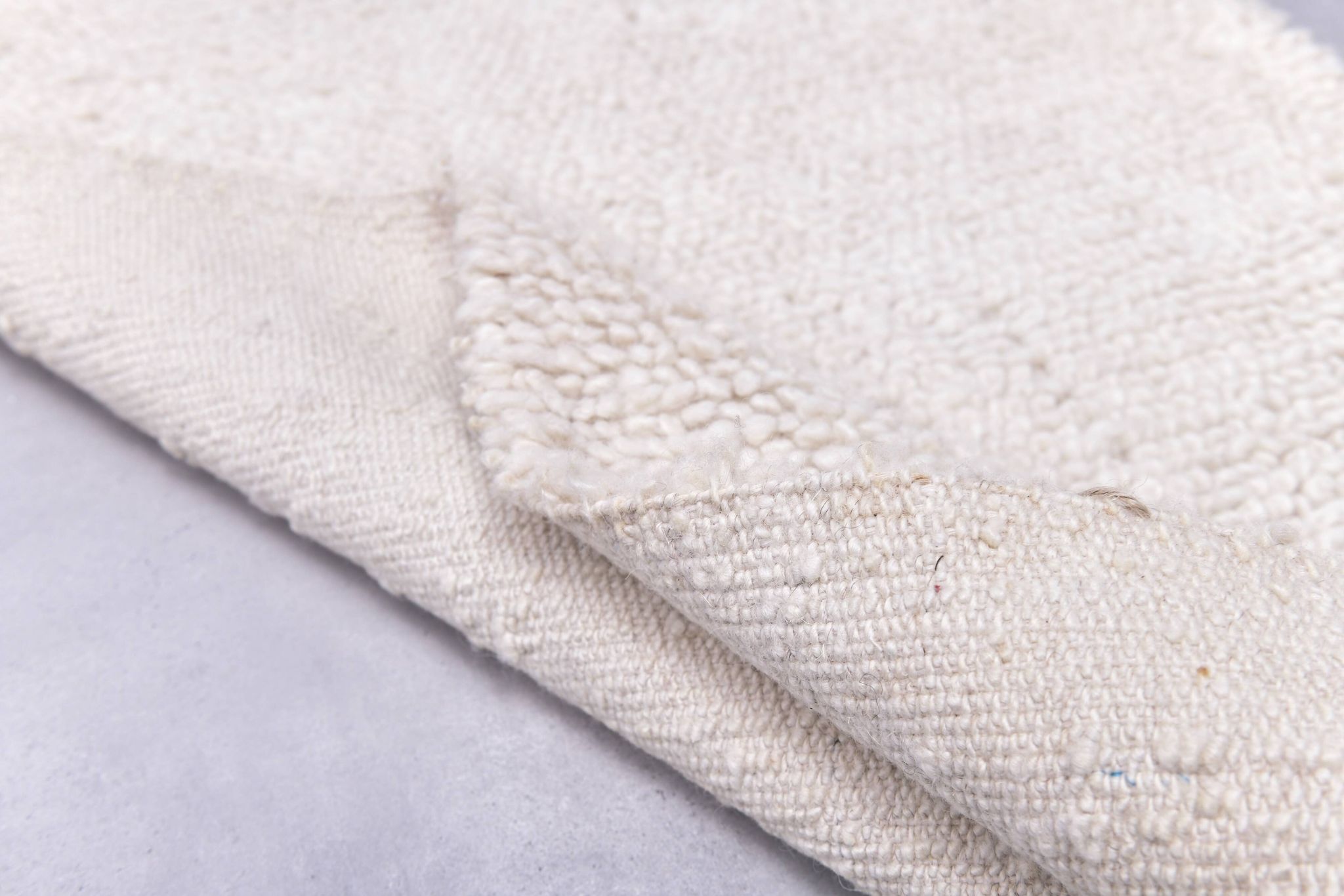 2x10 %100 Wool White Moroccan Runner Rug, 68x303Cm