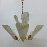 Italian murano glass chandelier hollywood regency design , 1970