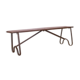 Old burmese teak bench and wrought iron base