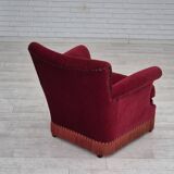 1970s, Danish lounge chair, original condition, cherry-red velour fabric.