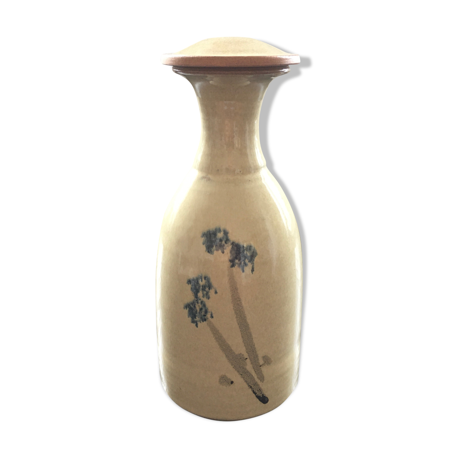 Stoneware carafe with floral decoration