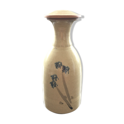 Carafe en grès décor floral