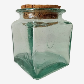 Aqua green vintage glass jar