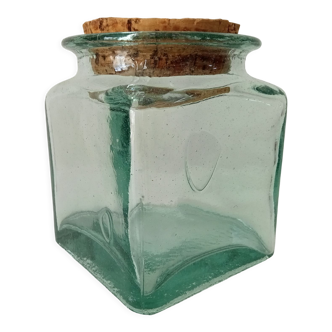 Bocal vintage en verre épais vert aqua