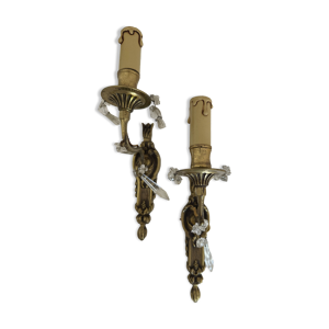 Paire d'appliques en - pampilles bronze