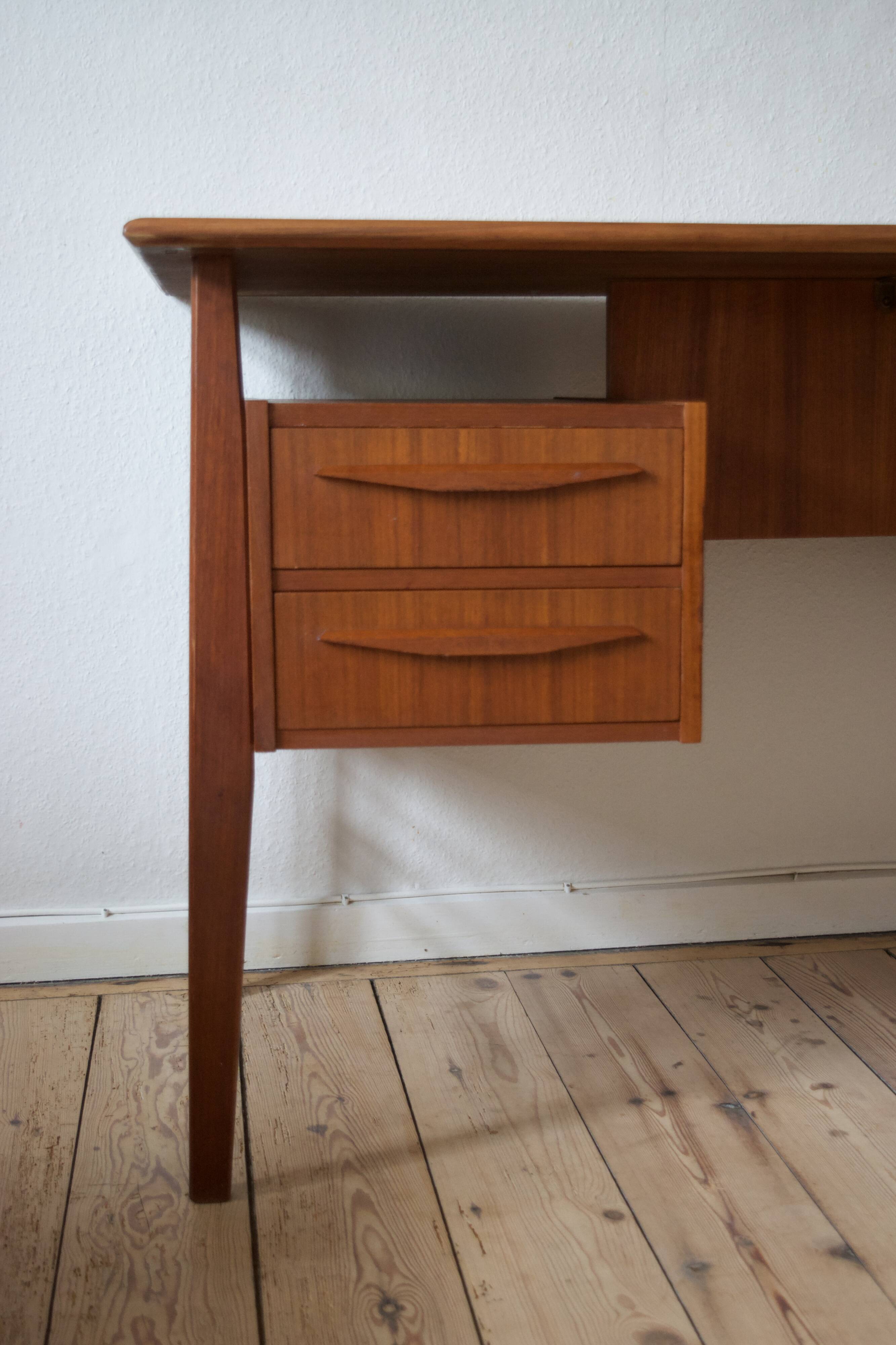 Danish teak desk by Gunnar Nielsen for Tibergaard, 1960s