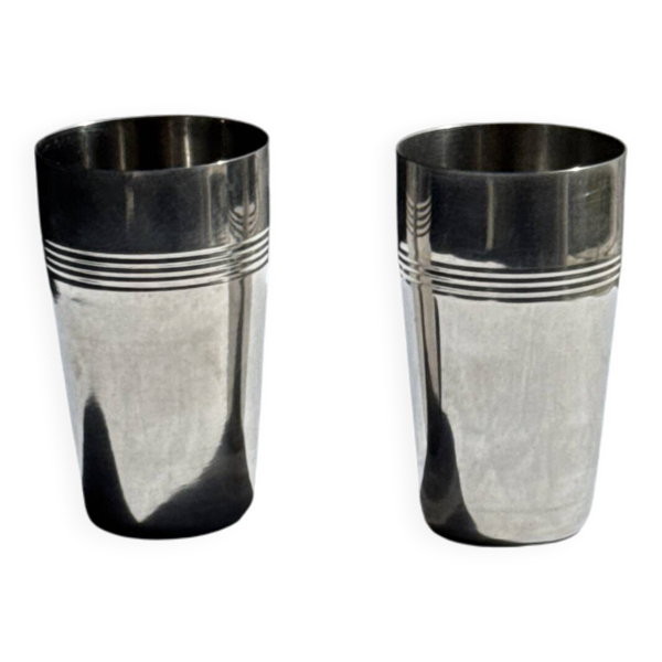 Lot de 2 gobelets vintage en acier inoxydable H12 D7