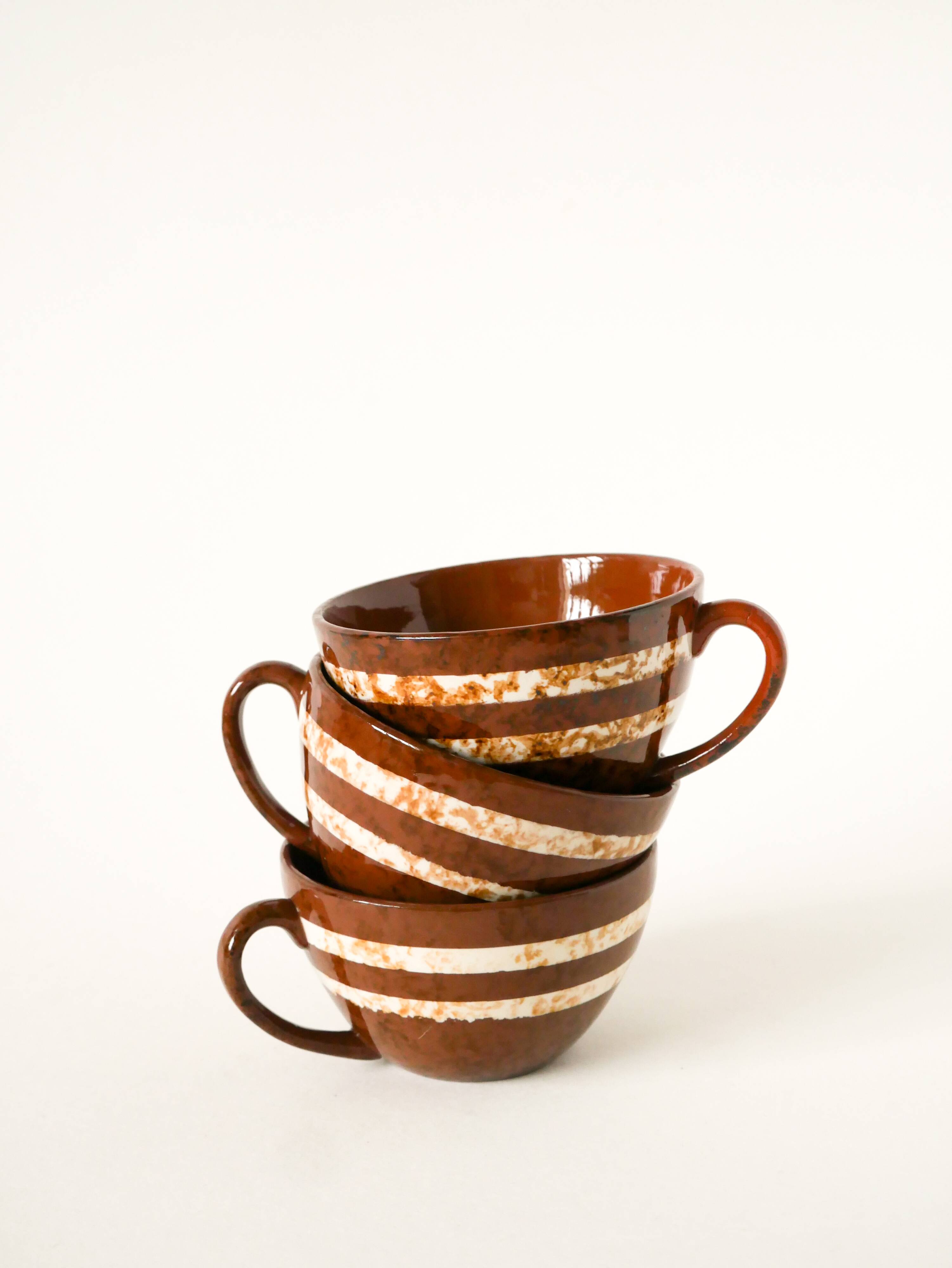 trio of Digoin Sarreguemines "Mary" model coffee cups, 1960