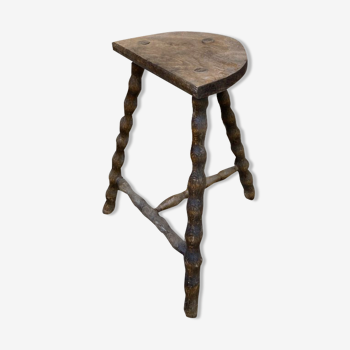 Vintage half-moon tripod stool