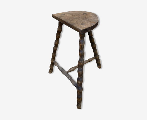 Vintage half-moon tripod stool