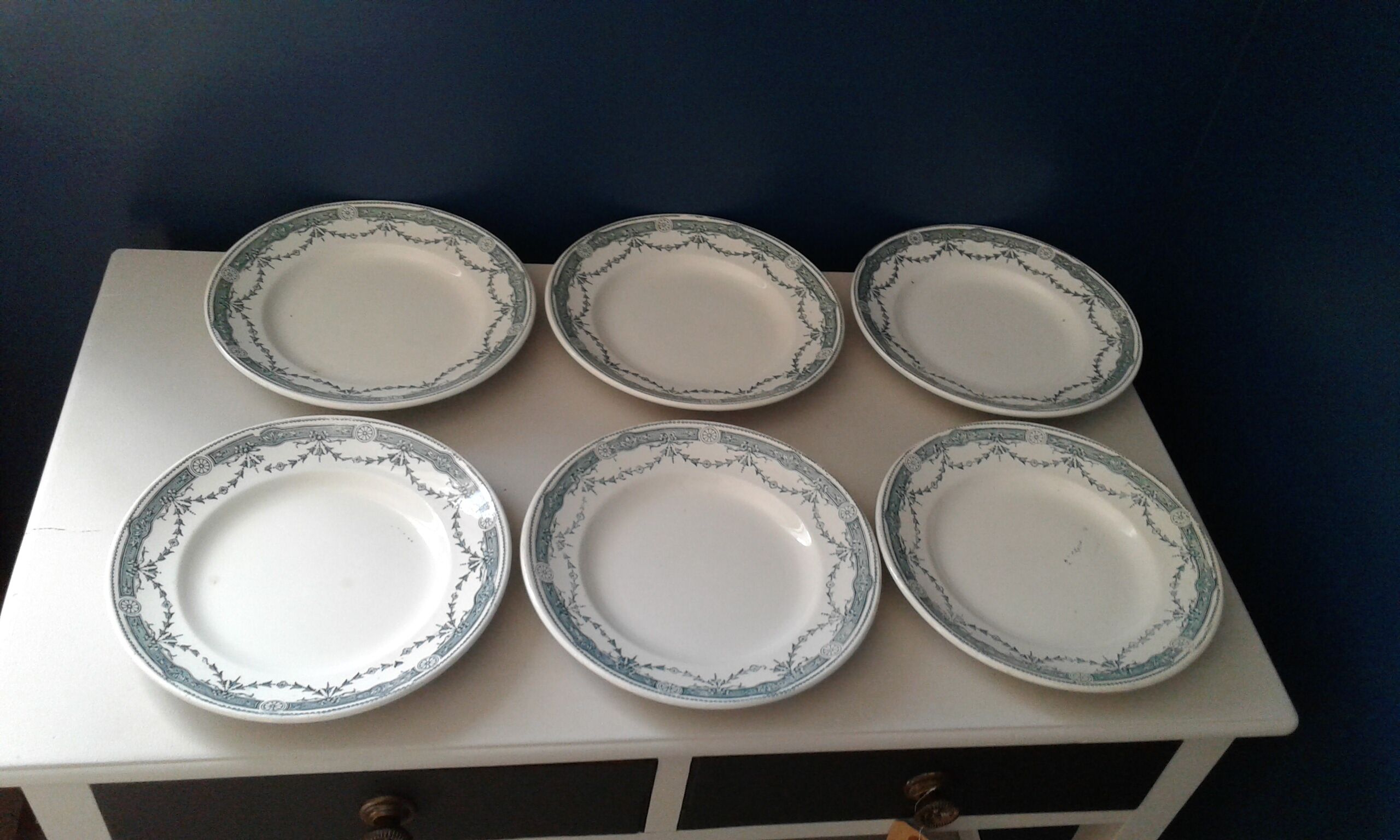 6 semi-hollow plates. Wolf mill . Model provence
