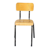 Vintage Toupie school chair, stackable in wood and metal, 1960s.