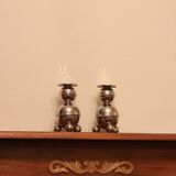 Pair of Mid-Century Swedish Nickle Candle Holders ALB Lindstrom Eskiltuna