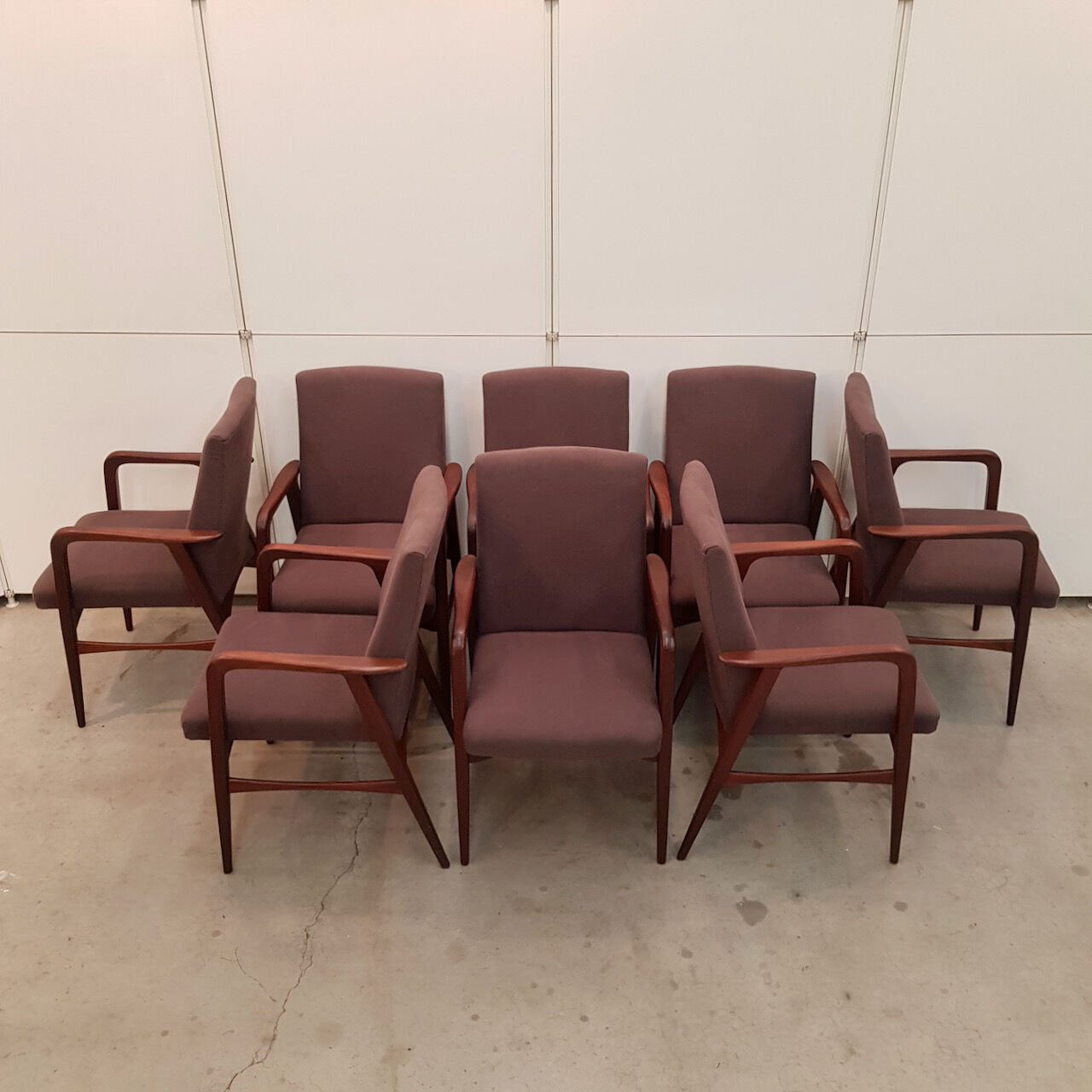 Set of 8 Danish teak armchairs