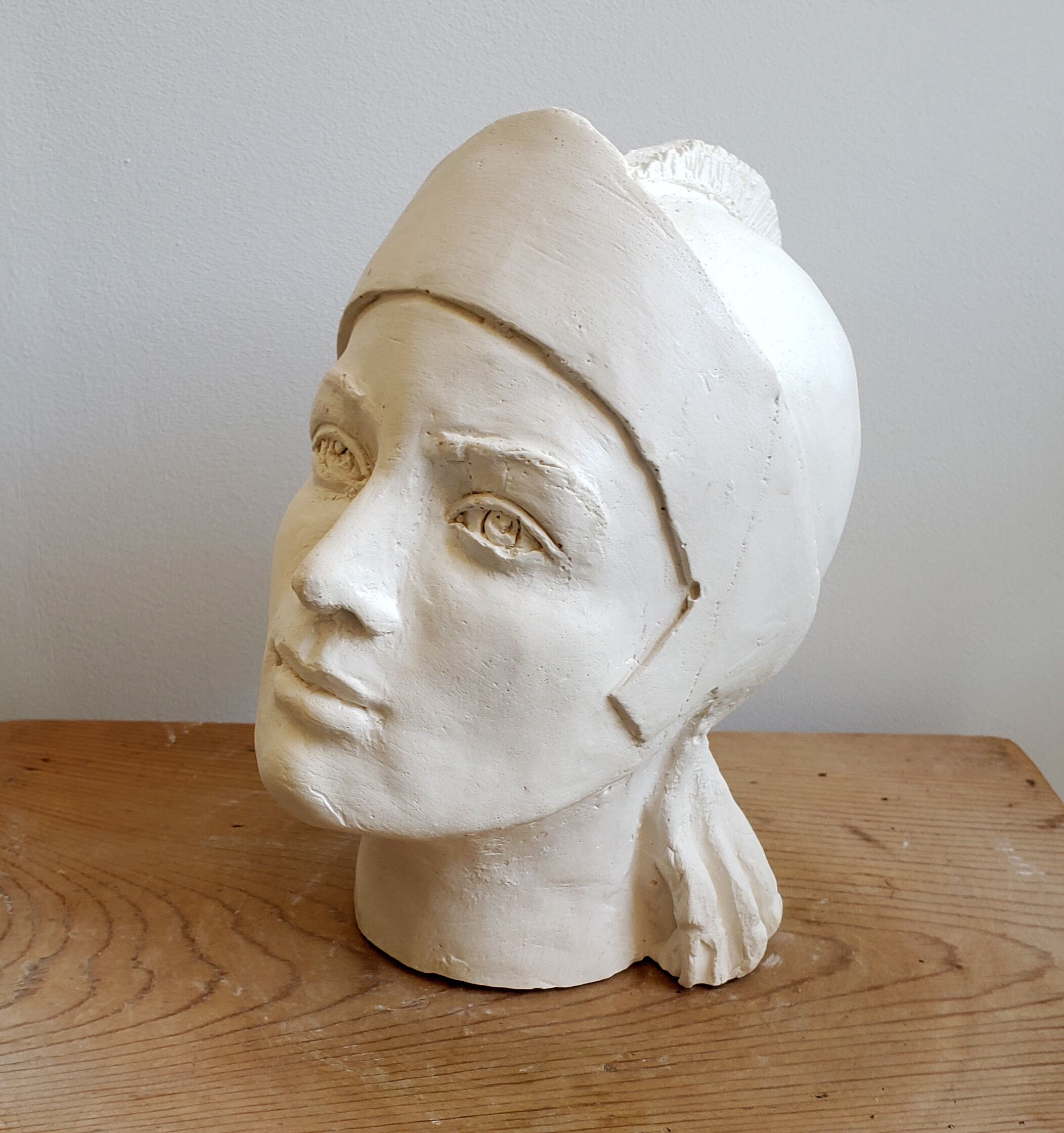 Woman's head in plaster