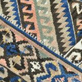 5x9 Kilim Anatolian Carpet, Handwoven Wool Rug, Blue Details Rug, 154x275Cm