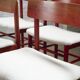 Set of six red stained Farstrup dining chairs 'model 250', Denmark, 1960s
