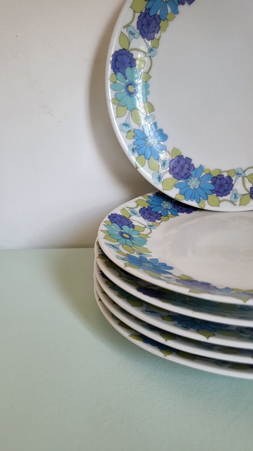 6 assiettes dessert à fleurs