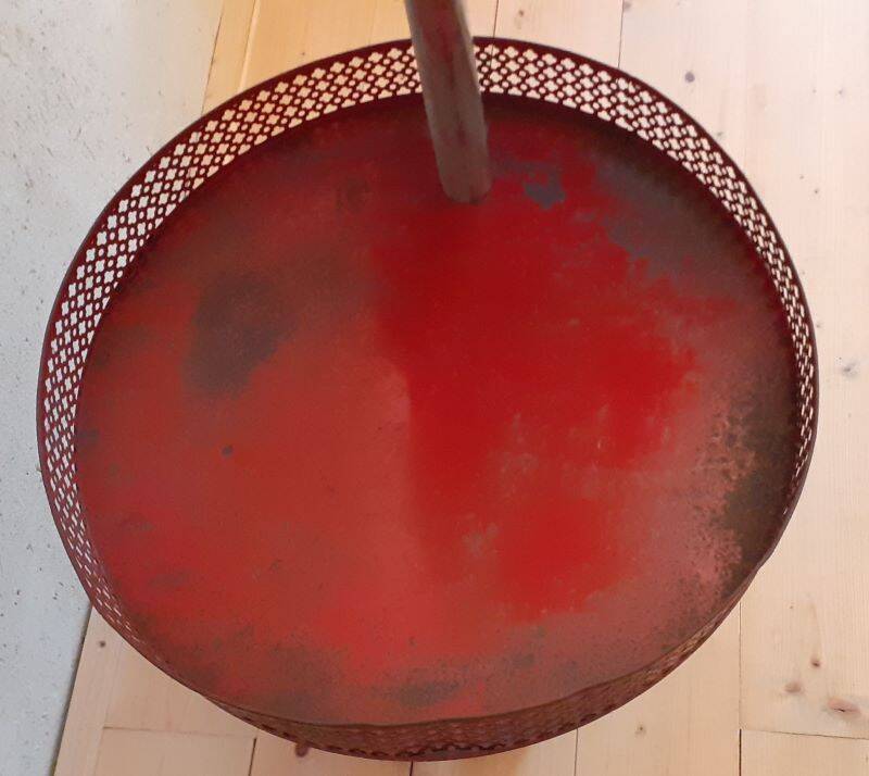 Grocery store display 1950 1960 Paris France perforated sheet metal rigitulle