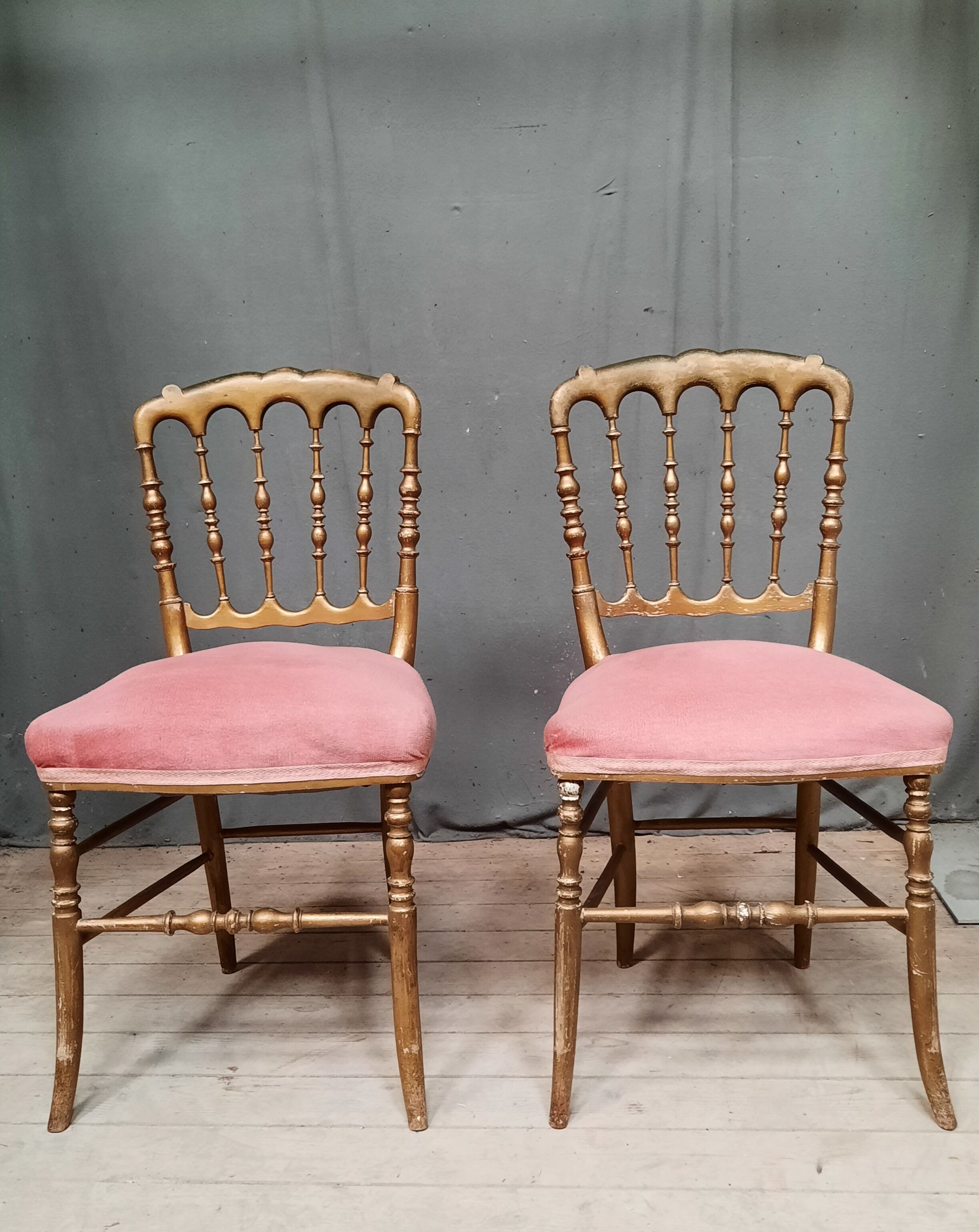 Pair of golden chairs Napoleon III