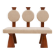 Contemporary Wooden Bench with Triple Circular Backrest Bouclé Upholstery, Italy