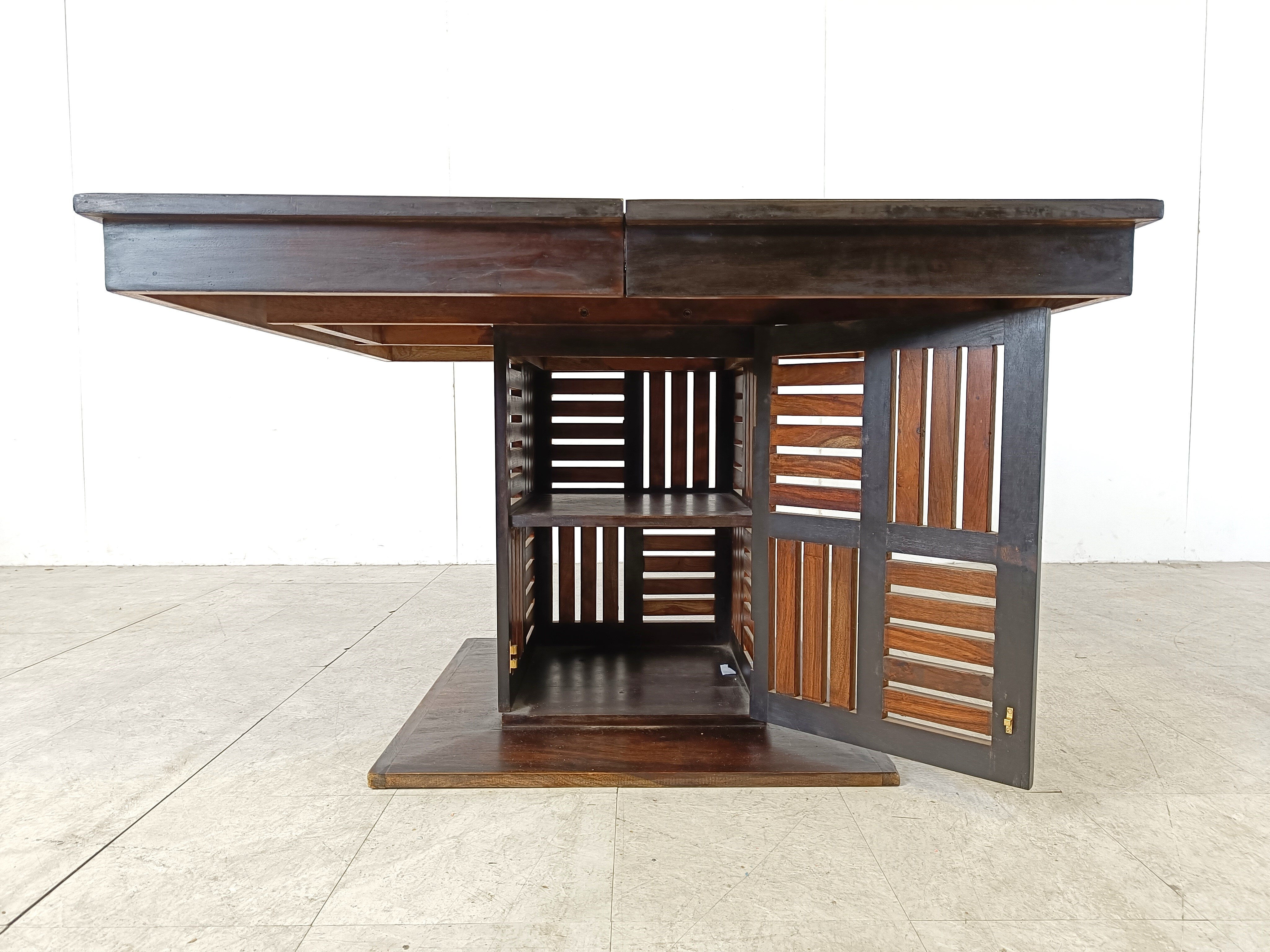 Mid-century bamboo high back dining chairs with table, 1960s